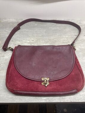 Women's Burgundy Leather & Suede Shoulder Bag
